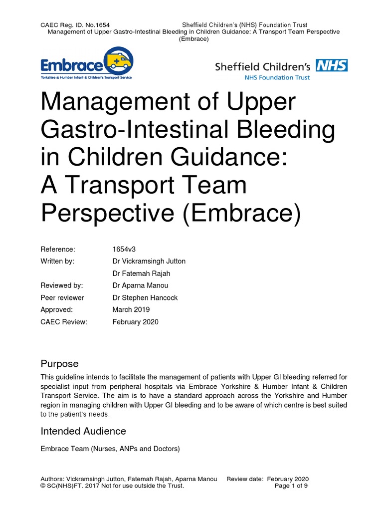 Management of Upper Gastro Intestinal Bleeding | PDF | Bleeding | Shock ...