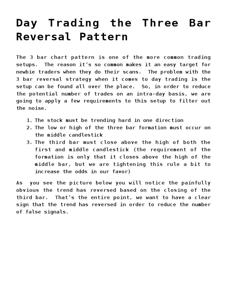 Day Trading The Three Bar Reversal Pattern | PDF | Day Trading | Investing