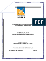 Actividad 3 Elaborar manual de instalación para Phonegap y AndoidStudio JUAN PABLO