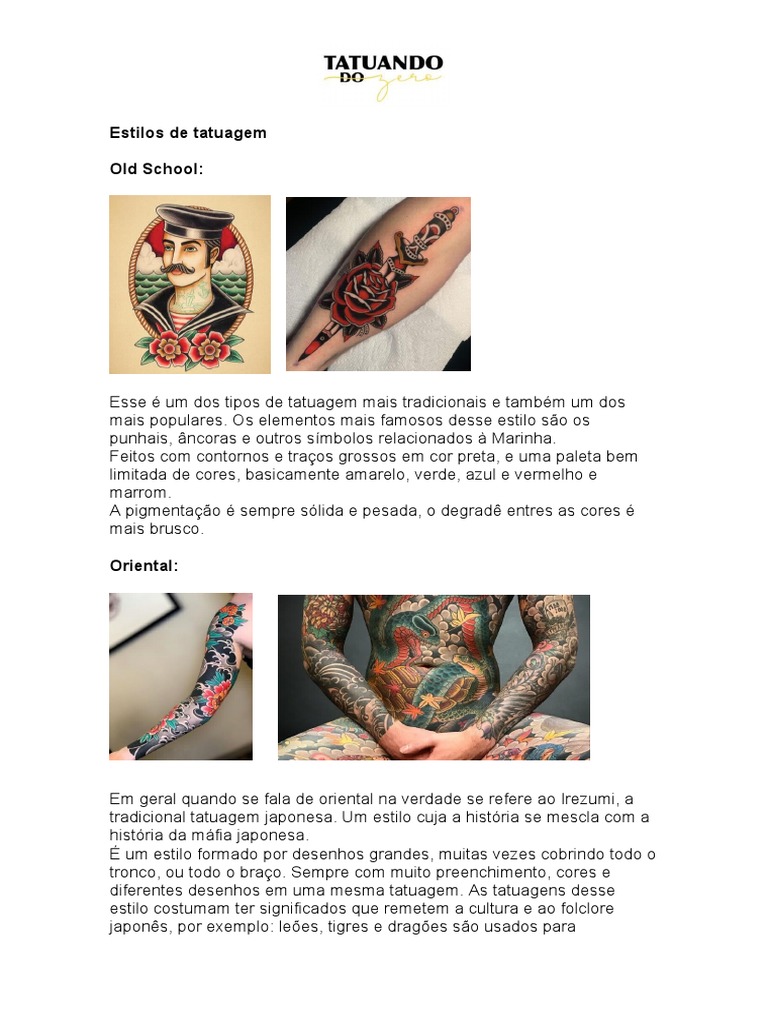 Estilos de Tatuagem: Guia Completo | PDF | Tatuagem | Cor