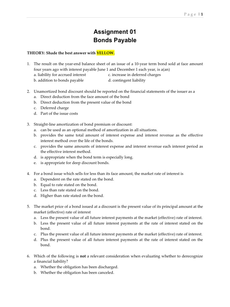 Assignment 01 Bonds Payable | PDF