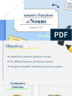 December 10 Nominative Functions of Nouns Continuation