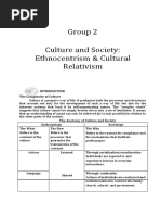 Group 2 Culture and Society: Ethnocentrism & Cultural Relativism