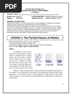 LESSON 1: The Particle Nature of Matter