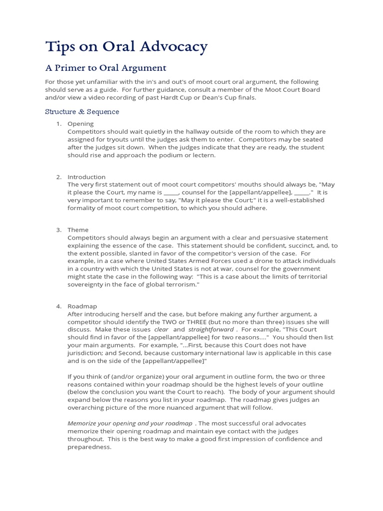 Tips On Oral Advocacy Pdf Appeal Argument