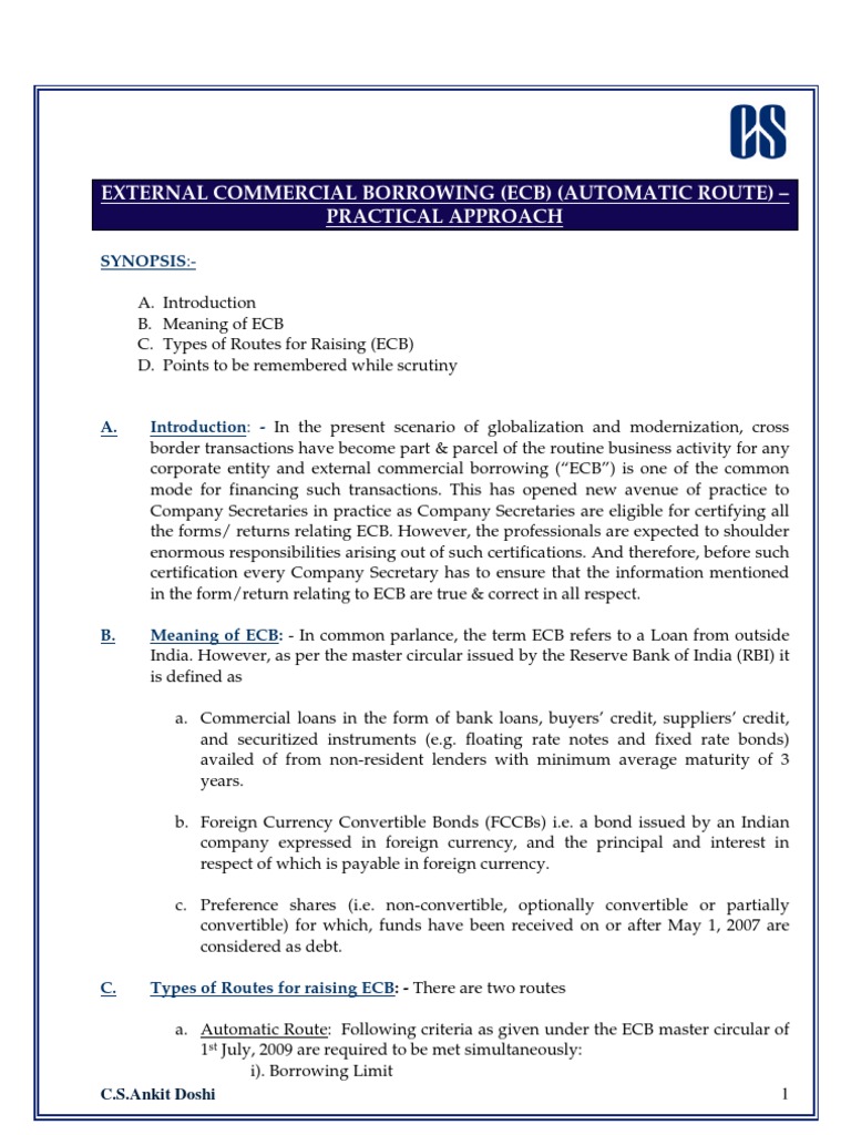 Ecb Practical Approach European Central Bank Loans - 