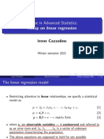 Course in Advanced Statistics: Recap On Linear Regression: Irene Cozzolino