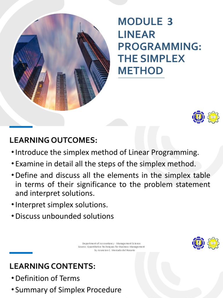 Module 3 AE4 Linear Programming The Simplex Method | Download Free PDF ...