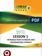 Lesson 1 - Introduction To Media and Information Literacy