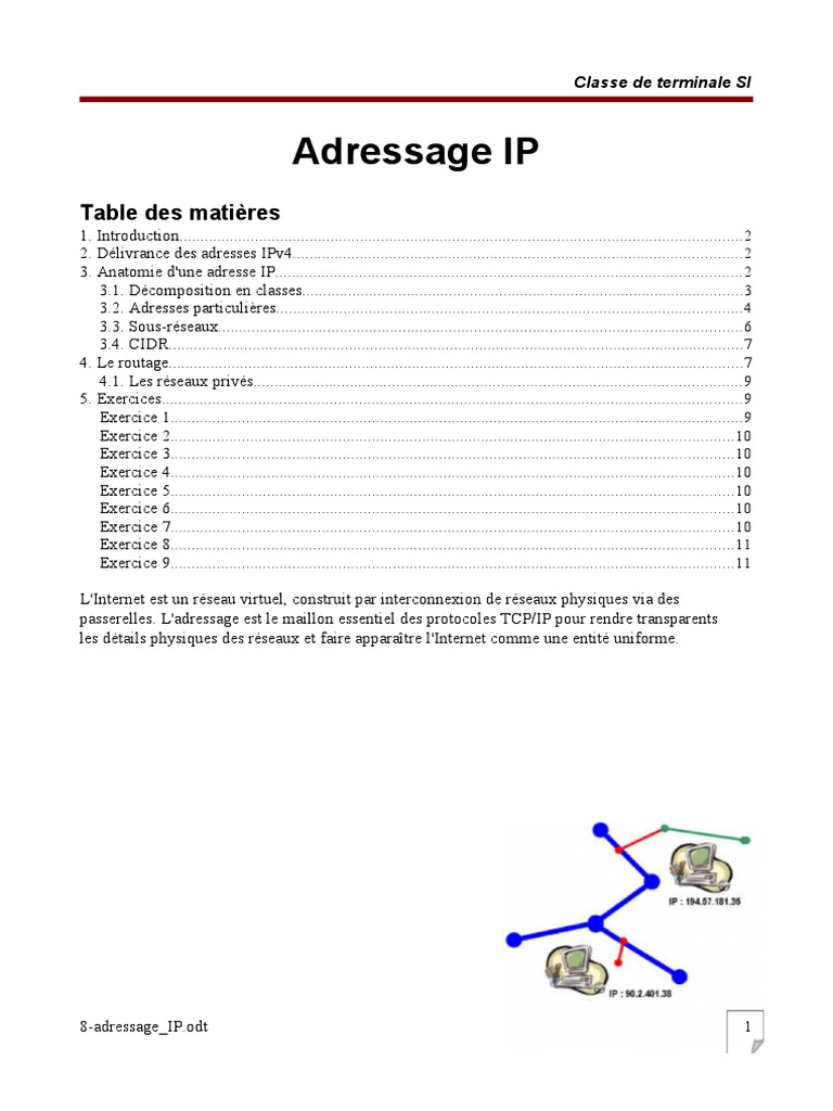 Comprendre l'Adressage IP et le Routage | PDF | Adresse IP ...