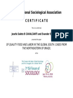 International Sociological Association: Certificate