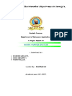 Work Hunter System: Deolali - Pravara. Department of Computer Application. A Project Report On