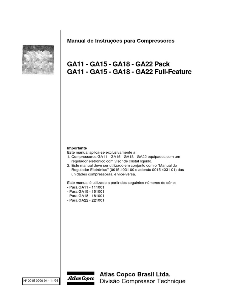 Manual de Compressores GA11 a GA22 | PDF | Refrigeração | Bens ...