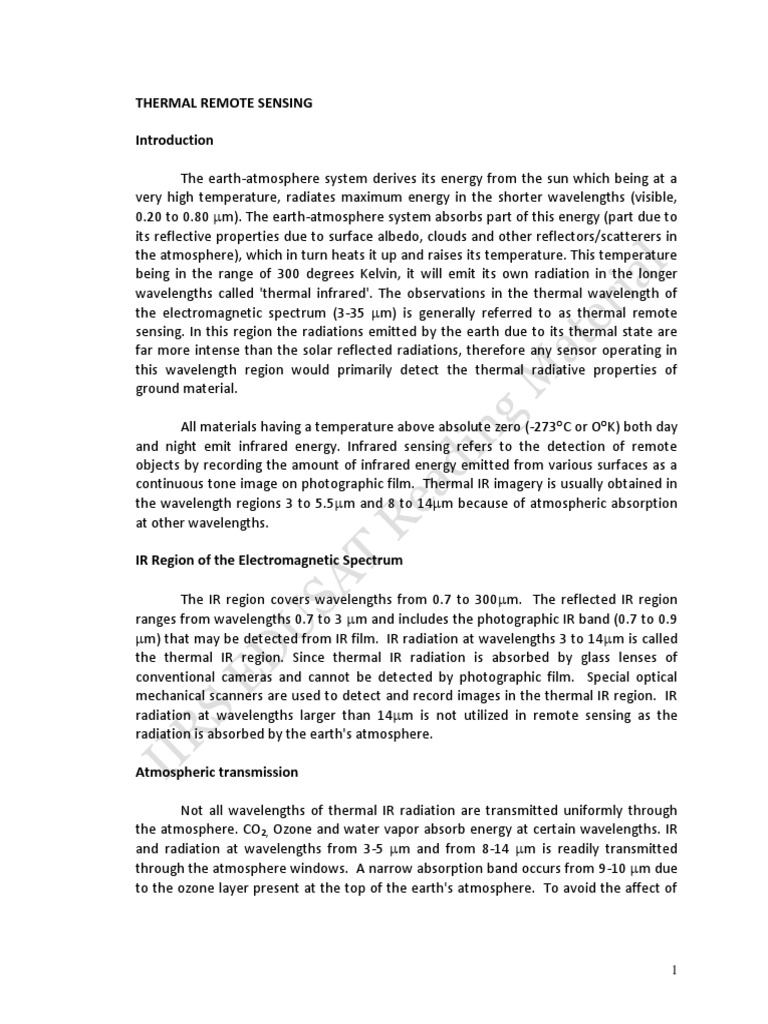 Thermal Remote Sensing | PDF | Infrared | Radiation