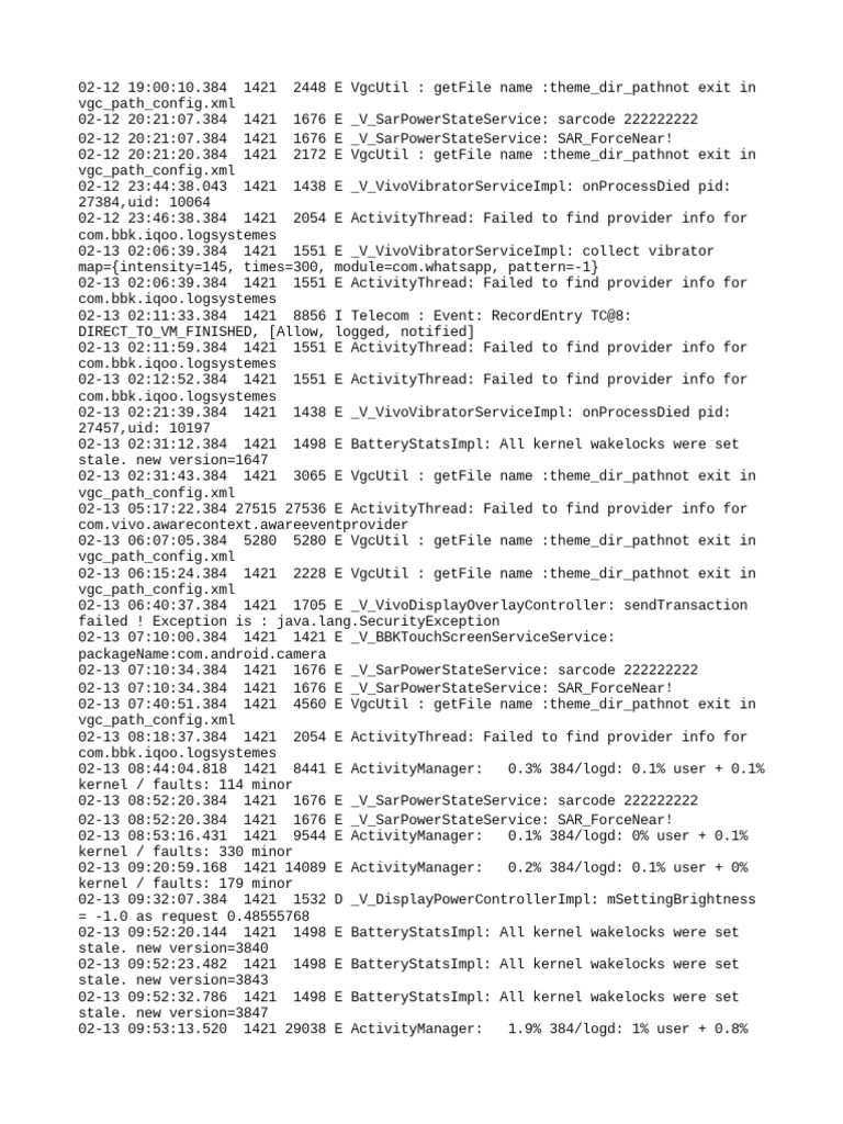 Vivo Log Errors and Warnings Analysis | PDF | Computer Science ...