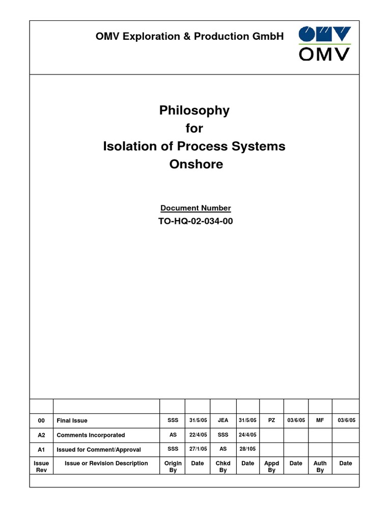 Isolation Philosophy for Onshore Systems | PDF | Valve | Pipe (Fluid ...