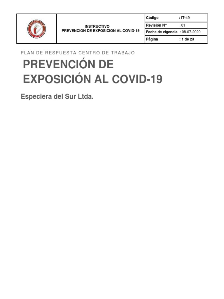 IT-49 Plan Prevencion Covid 19 | PDF | Comunicación | Ciencias de la Salud