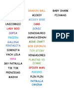 Lista de Personajes Piñateria