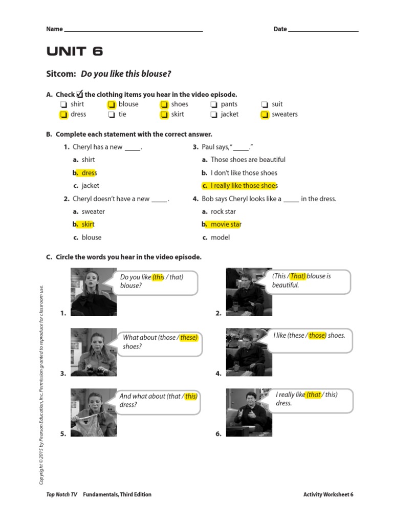 UNIT 06 Video Worksheets PDF