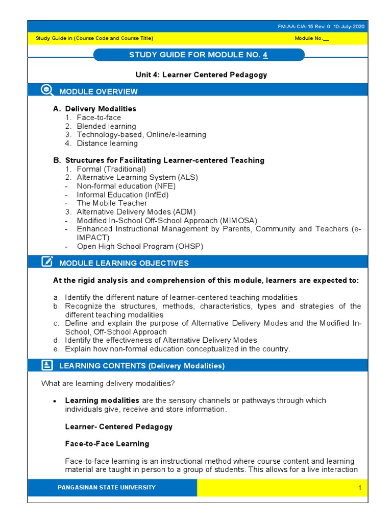 Module 4 A B Learner Centered Pedagogy Pdf Educational Technology