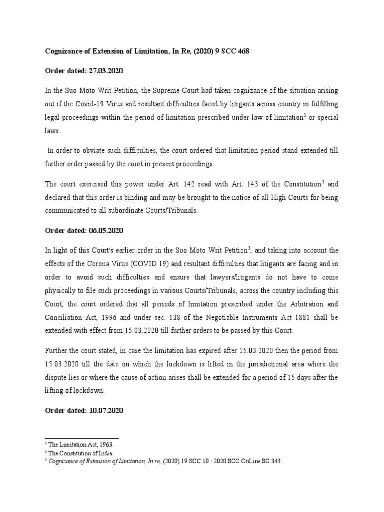Case Note. Extension of Limitation Period. | PDF | Lawsuit | Statute Of ...