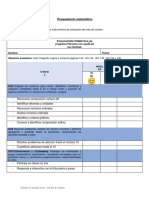 Evaluación Pensamiento Matemático, Octubre.