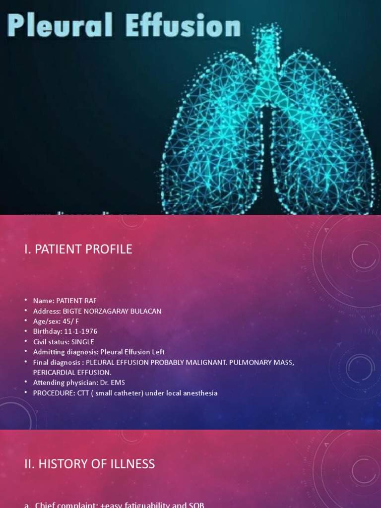 Pleural Effusion Case Profile and Management | PDF | Diseases And ...