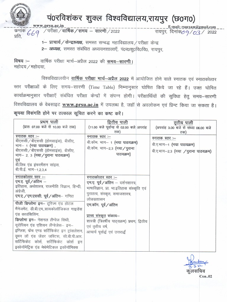Time Table For Annual Exam Mar Apr 2022 Pdf