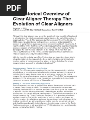 An Historical Overview of Clear Aligner Therapy The