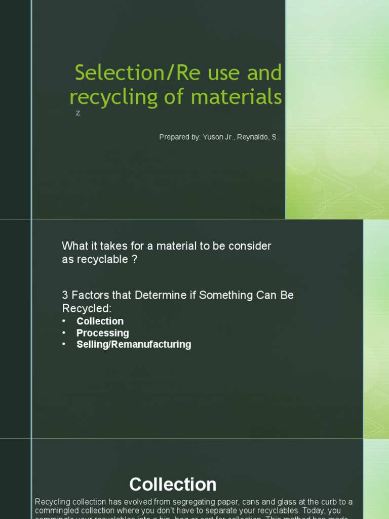 Recycling Materials: Key Factors Explained | PDF | Recycling | Materials