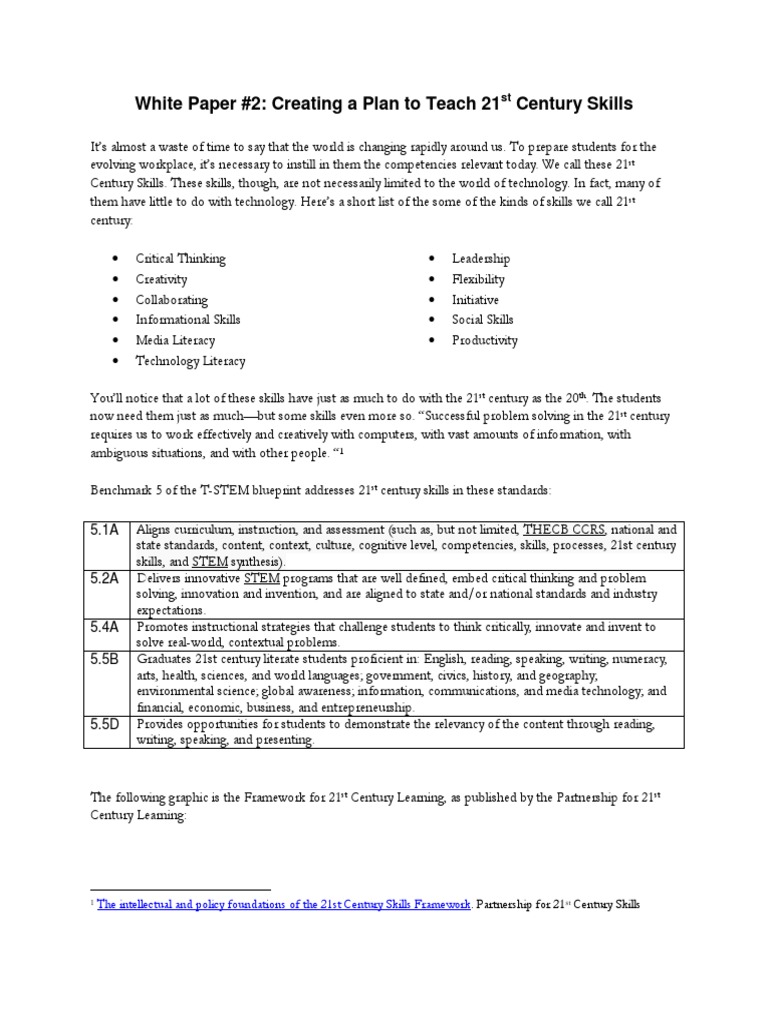 Plan for Teaching 21st Century Skills | PDF | Critical Thinking ...