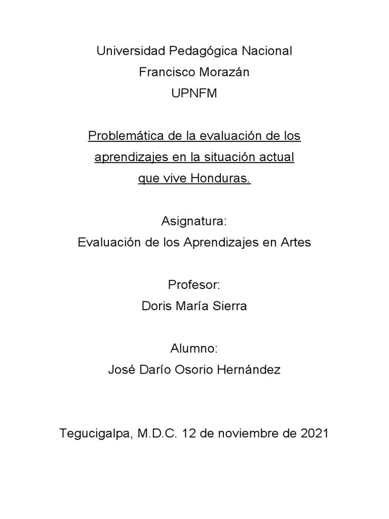 Evaluación de Aprendizajes en Honduras | PDF | Evaluación | Prueba ...