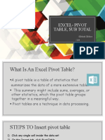 Excel - Pivot Table, Sub Total