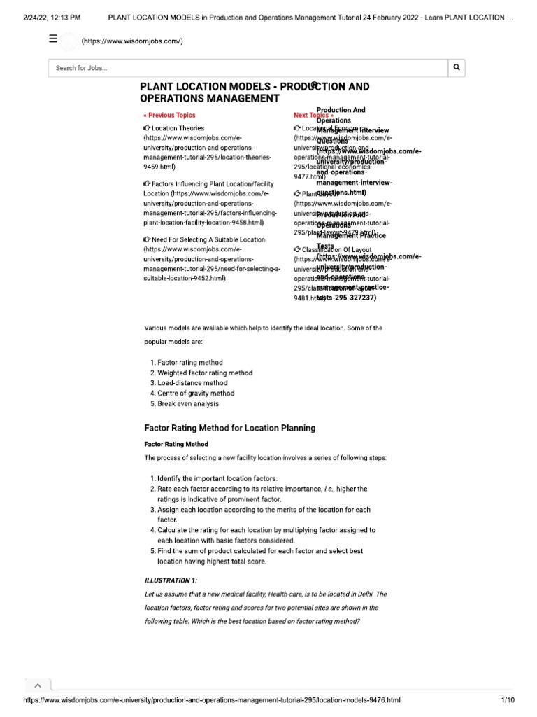 Plant Location Exercises | PDF
