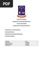 University of Dhaka Department of International Business Course Code: IB-206 Assignment On Financial Statements