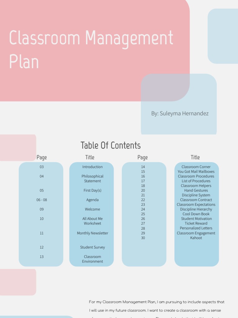 Classroom Management Plan Overview | PDF | Classroom Management | Classroom
