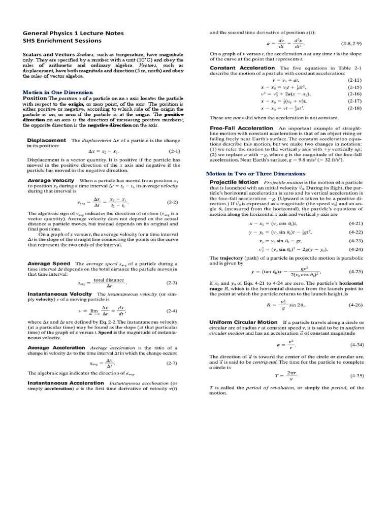 Physics Lecture Notes | PDF