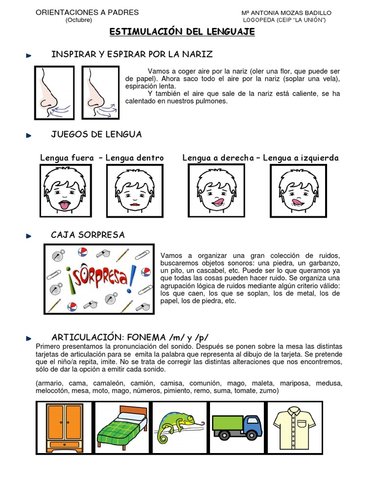 Actividades para Estimular el Lenguaje | PDF | Artes del Lenguaje y ...
