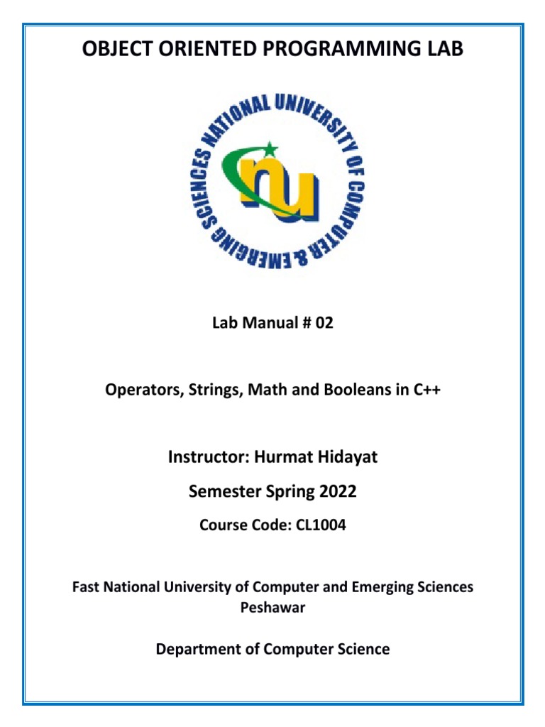 Object Oriented Programming Lab | PDF | Data Type | C++