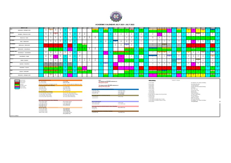 Academic Calendar July 2021-July 2022 | PDF | Academia