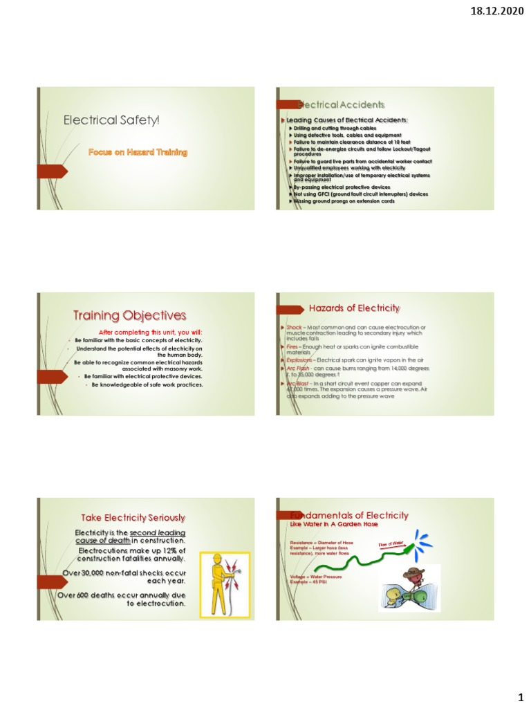 Electrical Safety! Training Objectives PDF Electricity