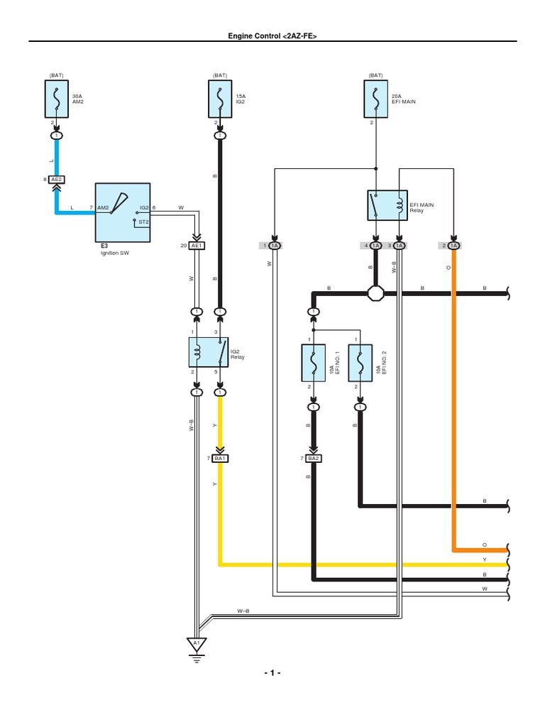 2AZ-FE Engine Control Wiring Diagram | PDF | Propulsion | Engine Technology