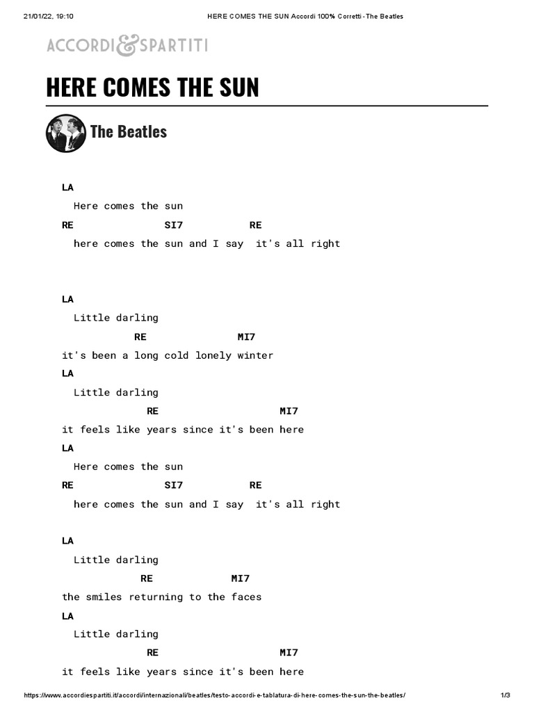 HERE COMES THE SUN Accordi 100 Corretti The Beatles PDF