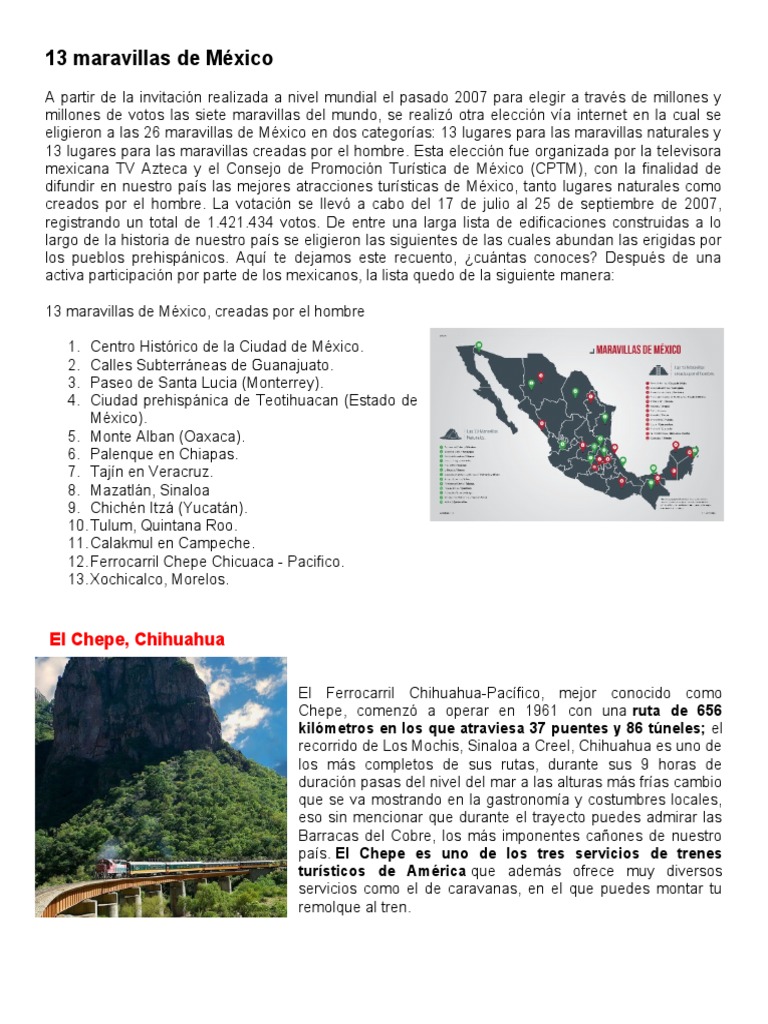 13 maravillas de México PDF Civilización maya México
