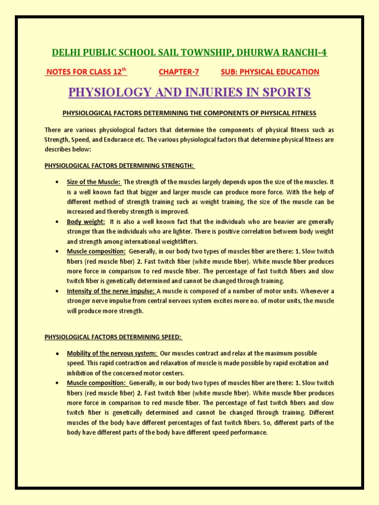 Physiological Factors That Determine the Components of Physical Fitness