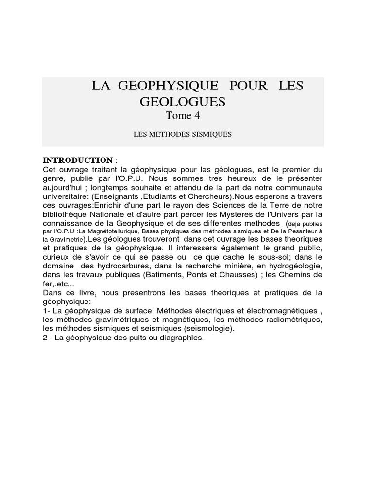 La Géophysique Pour Les Géologues - Méthodes Sismiques | PDF ...