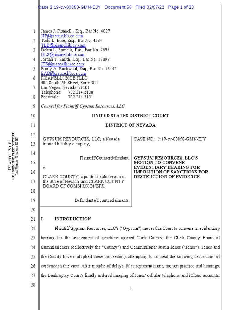 Motion To Convene Evidentiary Hearing PDF Discovery (Law) Summary