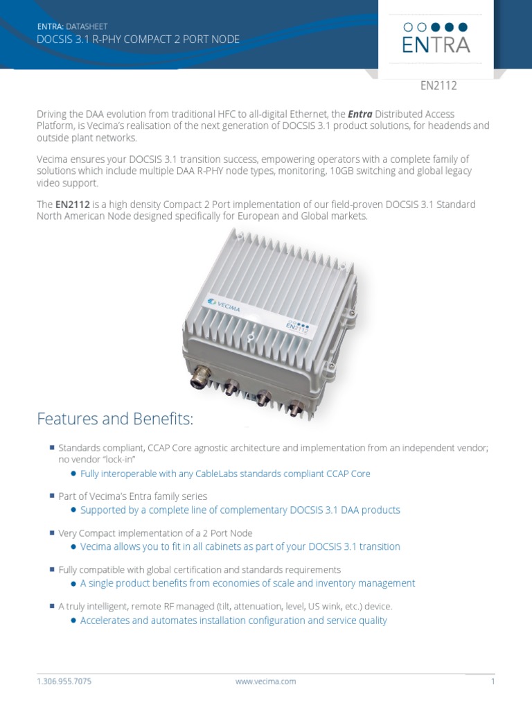 Features and Benefits:: Docsis 3.1 R-Phy Compact 2 Port Node | PDF ...