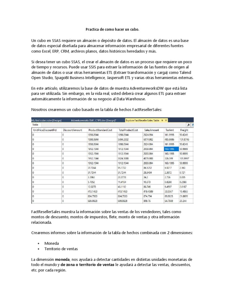 Practica de Como Hacer Un Cubo | PDF | Almacén de datos | Servidor SQL ...