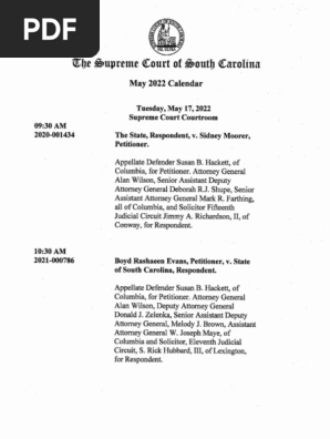 May 2022 Supreme Court Calendar | PDF